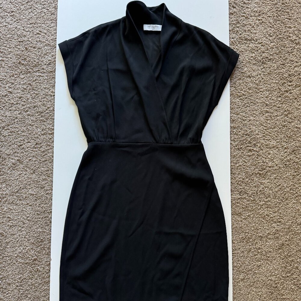 MM Lafleur Asymmetrical V-Neck Sheath Dress Size 12 Black Cocktail‎ Work Office